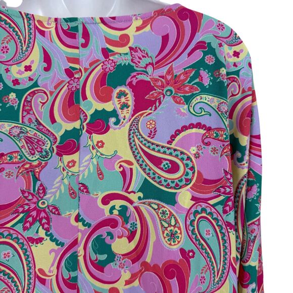 Emily Wonder Womens Paisly Dolman Sleeve Colorful Top Shirt V-Neck Blouse NWT 1X - Picture 12 of 16